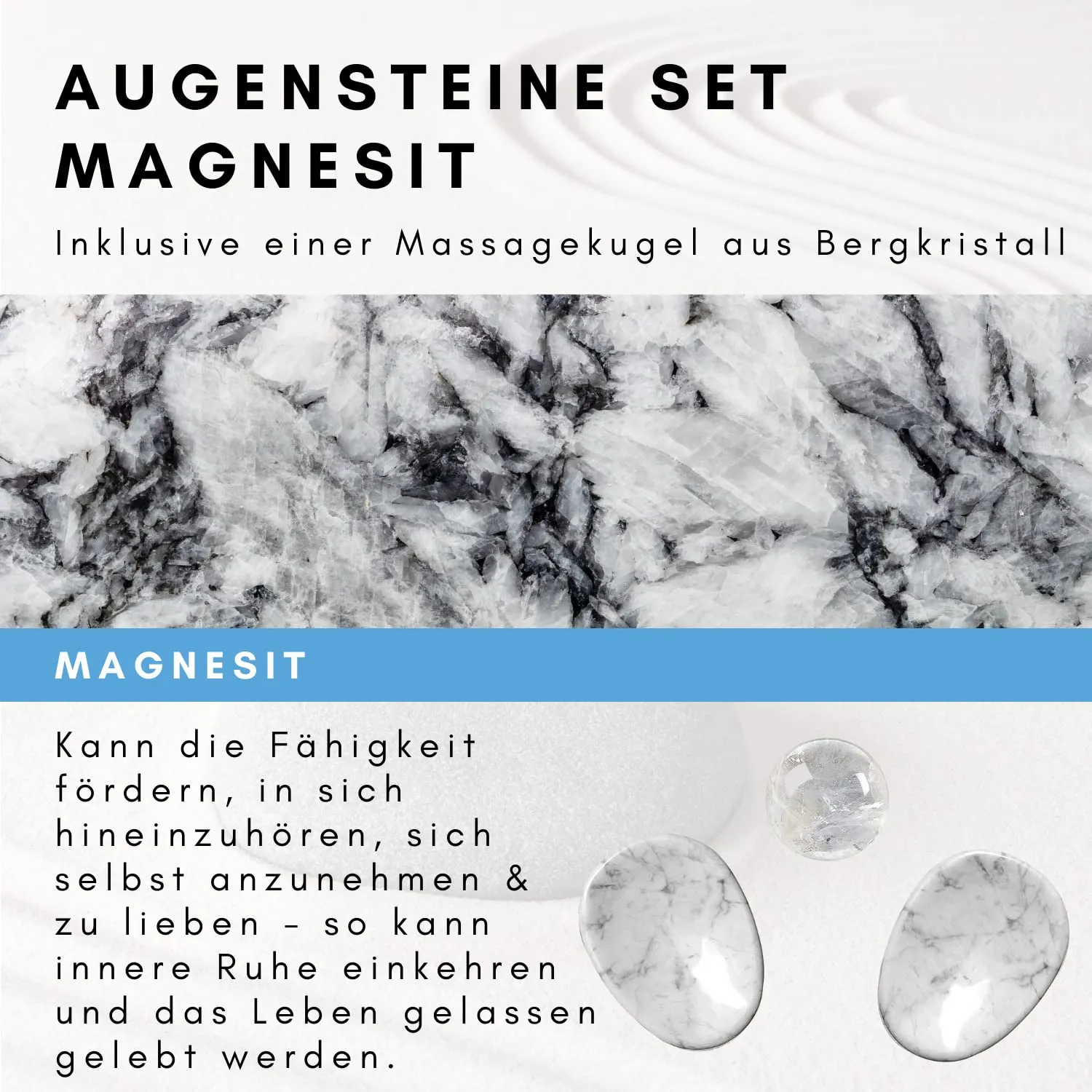 Lapis Vitalis Augensteine Set mit Bergkristall-Kugel