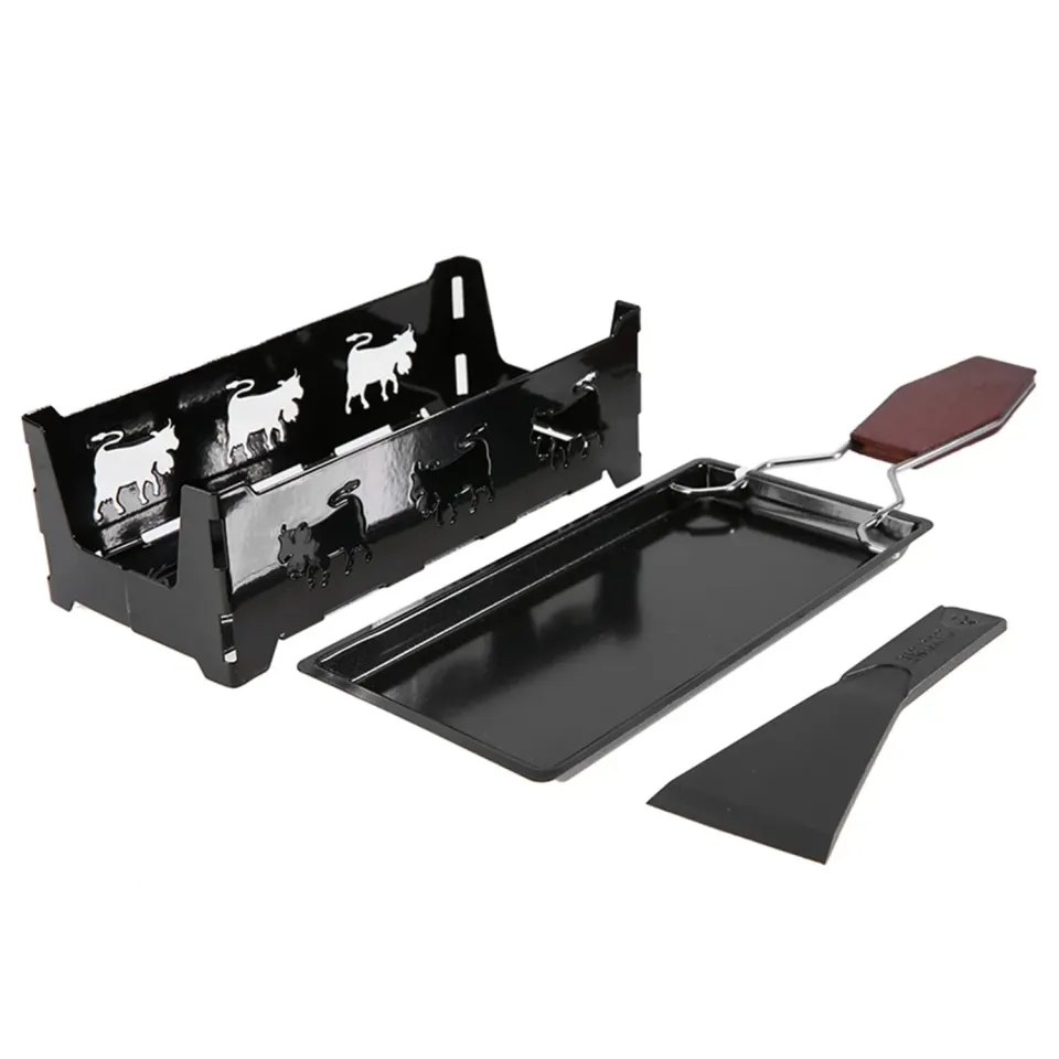 Uxsiya Mini-Raclette Backblech mit Kerze Antihaft Schwarzstahl