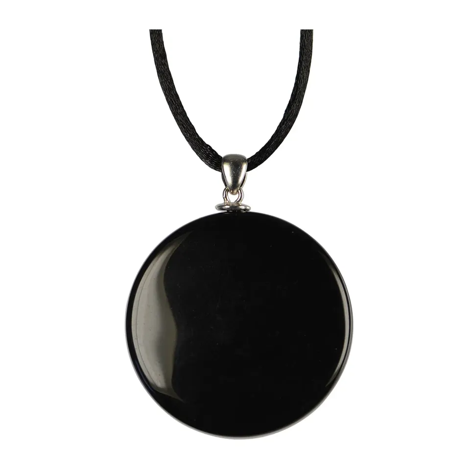 Lapis Vitalis Obsidian-Spiegel Anhänger 4 cm mit Schnur