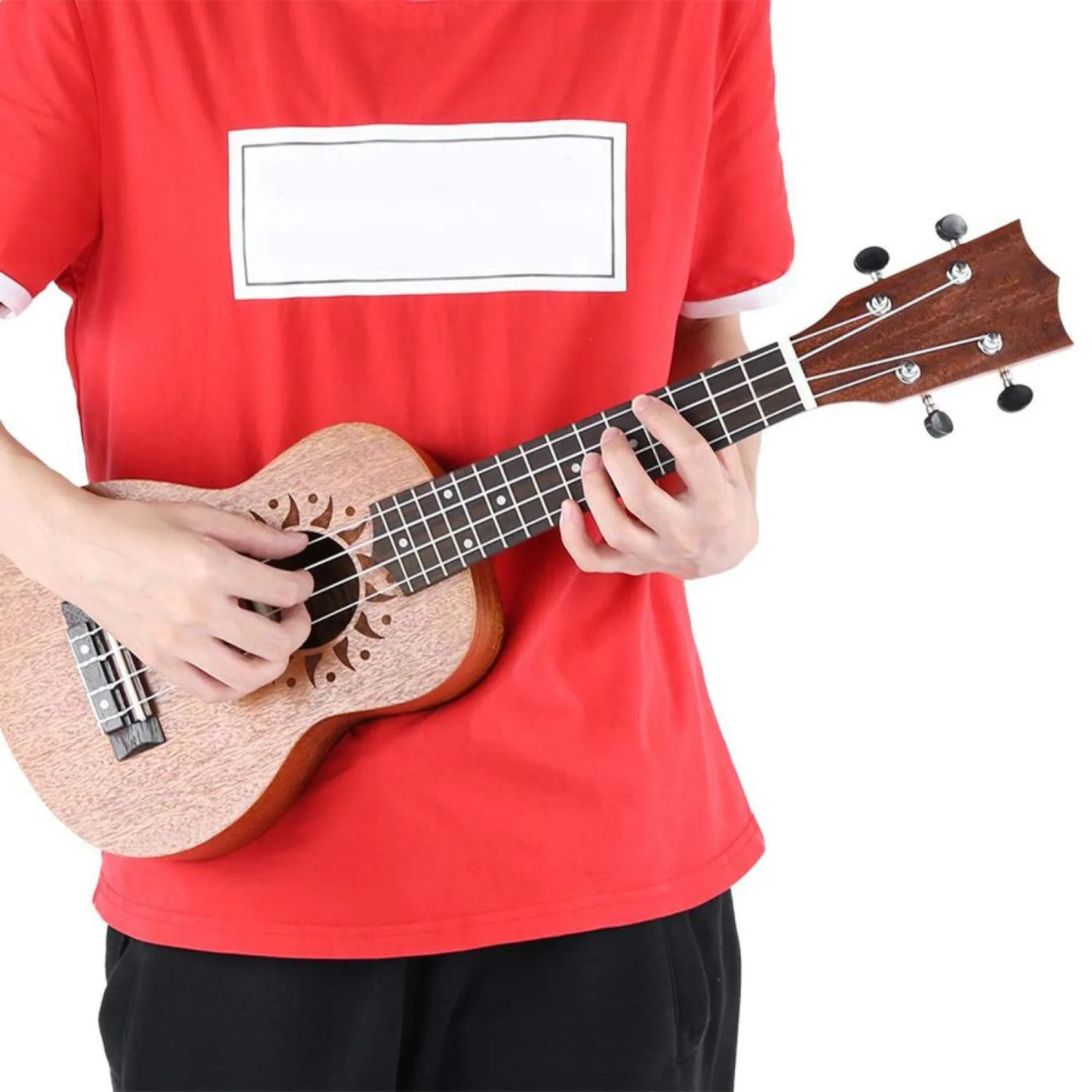 Uxsiya Ukulele Konzert Starter Kit 4-saitig Sunflower Sapele