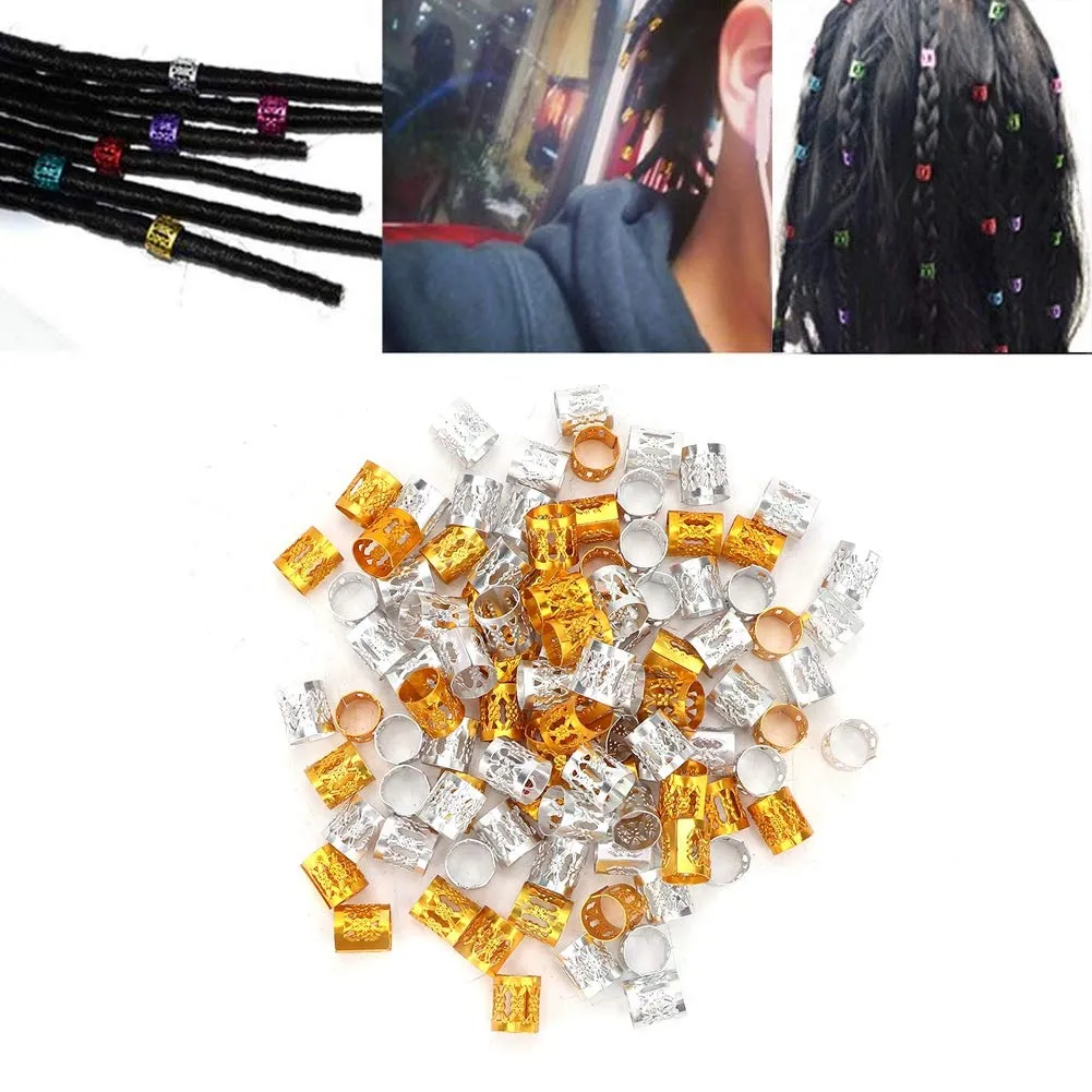 Uxsiya Dreadlock-Manschetten Ringe gold-silber 100 Stück