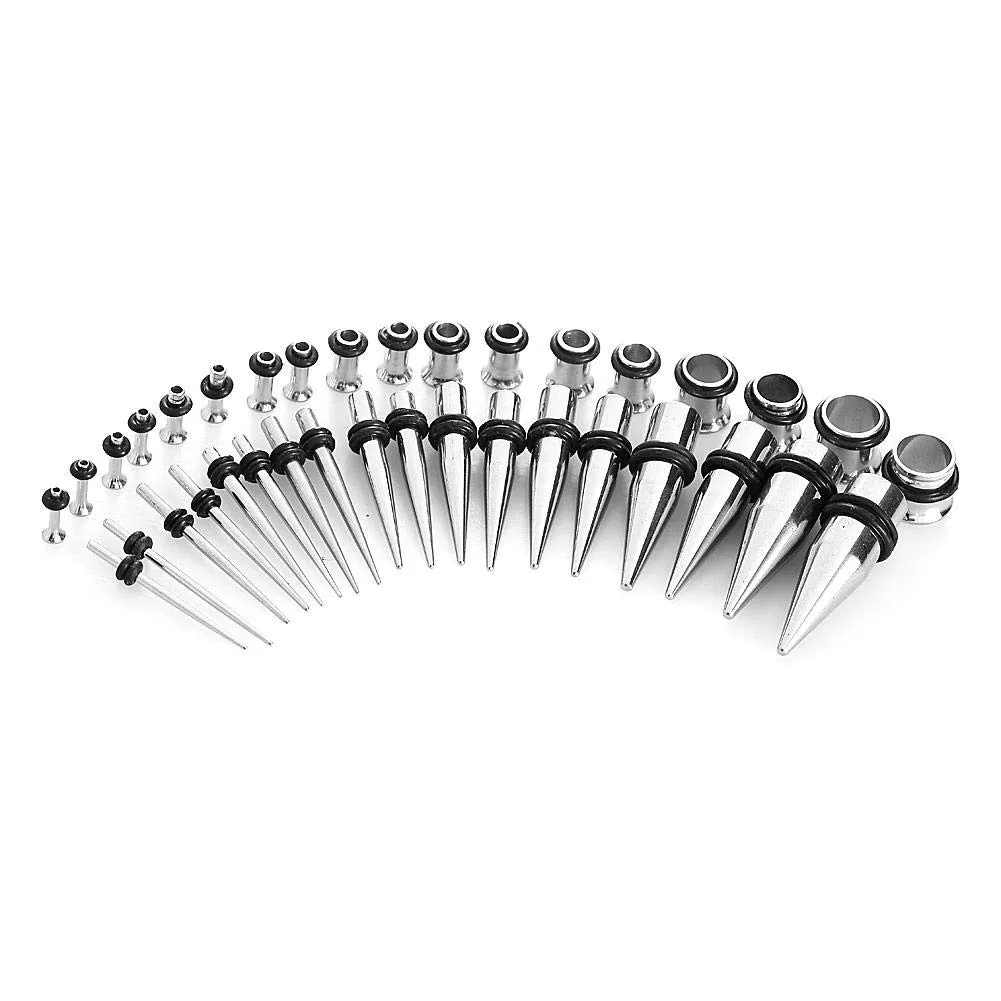 Uxsiya Ohrschmuck 36-teiliges Stretcher-Set Edelstahl Unisex