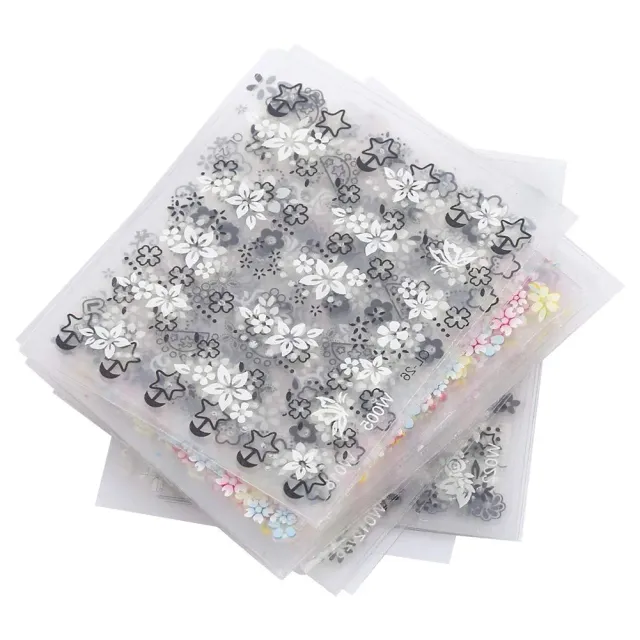 Uxsiya Nagelsticker 3D Blumen 50 Blatt mehrfarbig