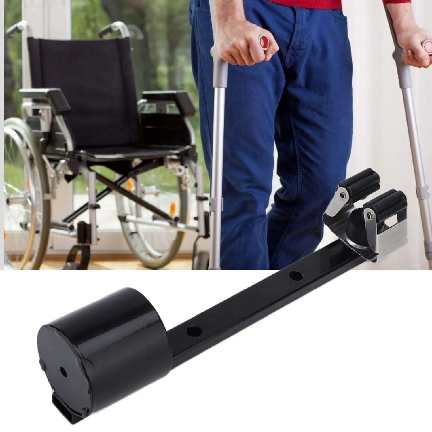 Uxsiya Gehstock-Halter Eisen schwarz für Rollstuhl