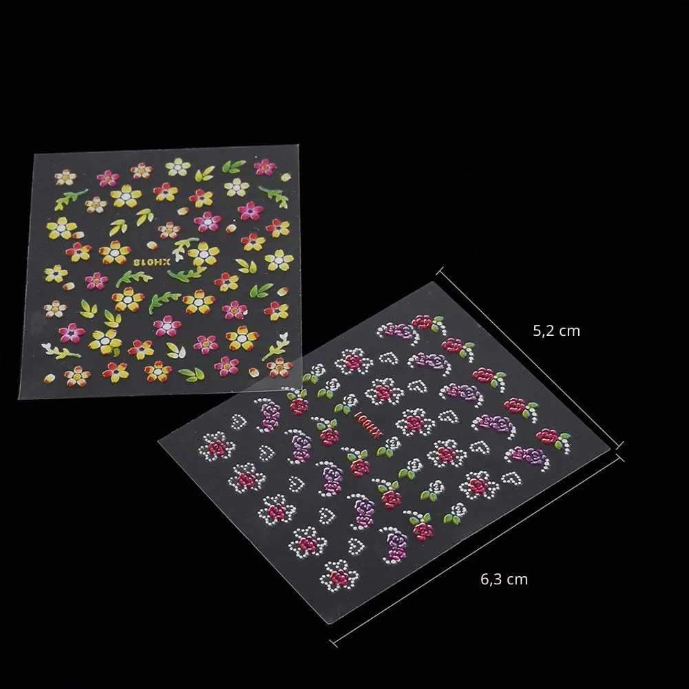 Uxsiya Nagelsticker 3D Blumen 50 Blatt mehrfarbig
