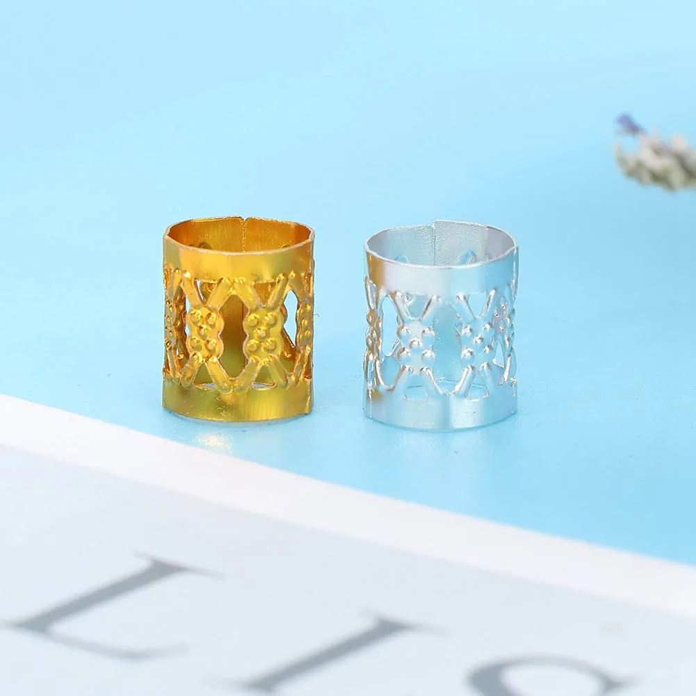 Uxsiya Dreadlock-Manschetten Ringe gold-silber 100 Stück