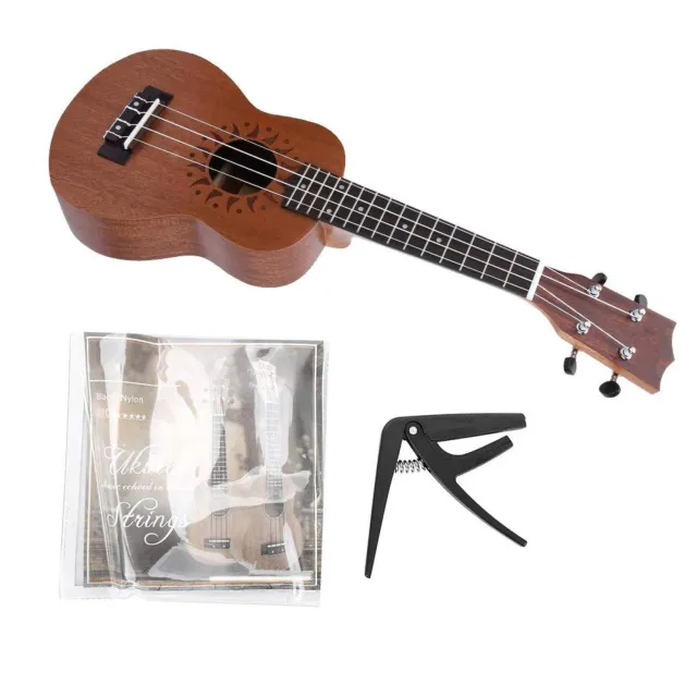 Uxsiya Ukulele Konzert Starter Kit 4-saitig Sunflower Sapele