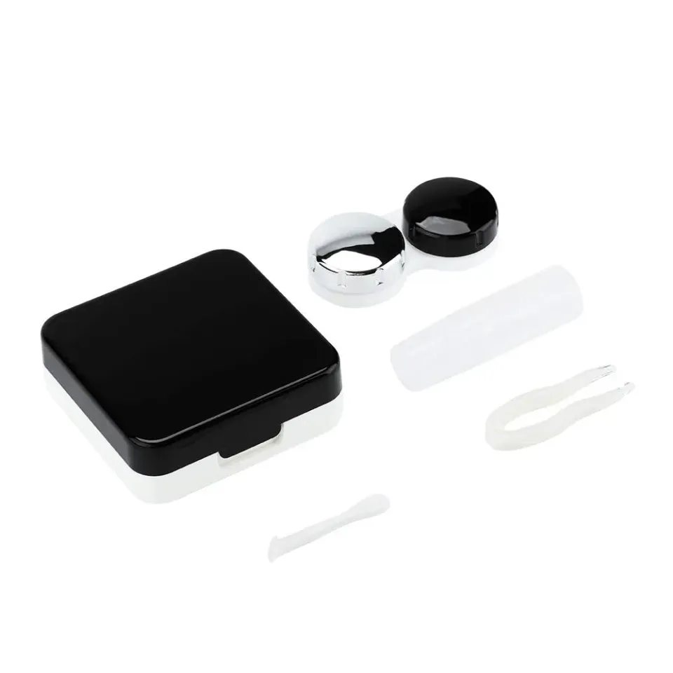 Uxsiya Mini Kontaktlinsenbehälter Schwarz für Reisen