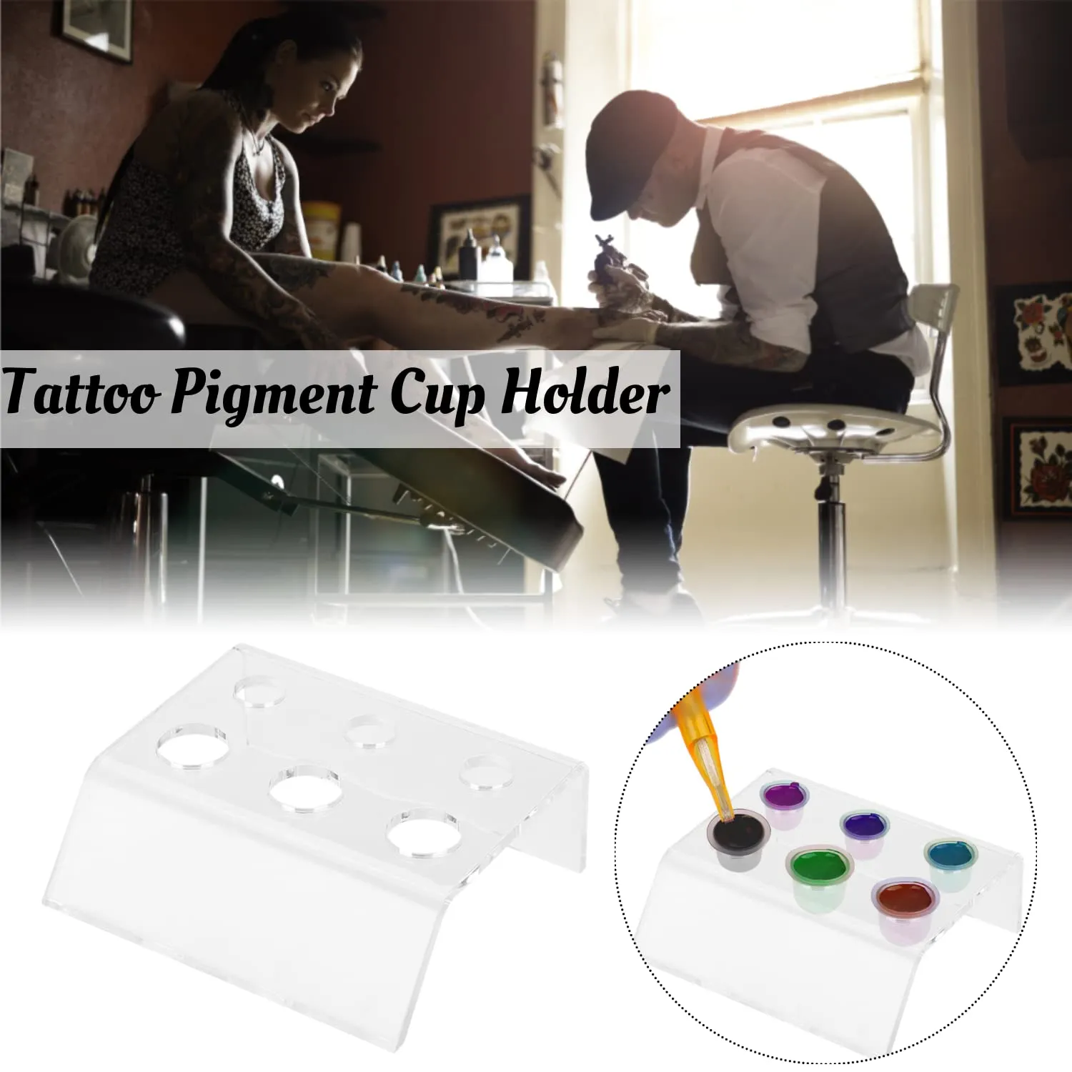 Uxsiya Tattoo Pigment Halter 6 Löcher Acryl transparent