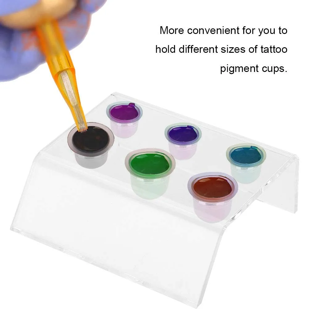 Uxsiya Tattoo Pigment Halter 6 Löcher Acryl transparent