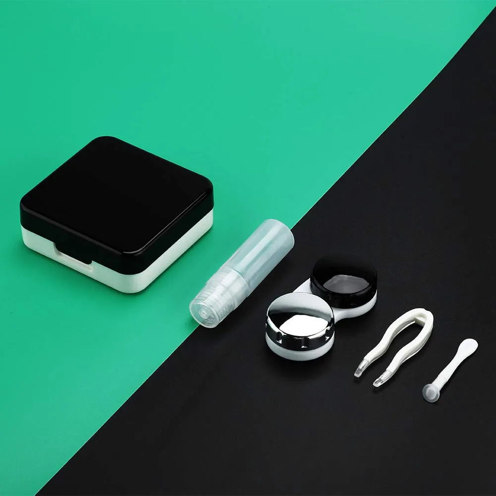 Uxsiya Mini Kontaktlinsenbehälter Schwarz für Reisen