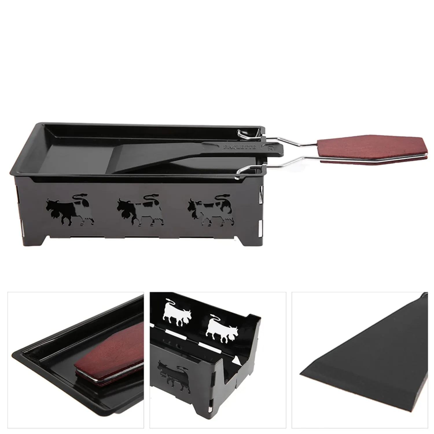 Uxsiya Mini-Raclette Backblech mit Kerze Antihaft Schwarzstahl