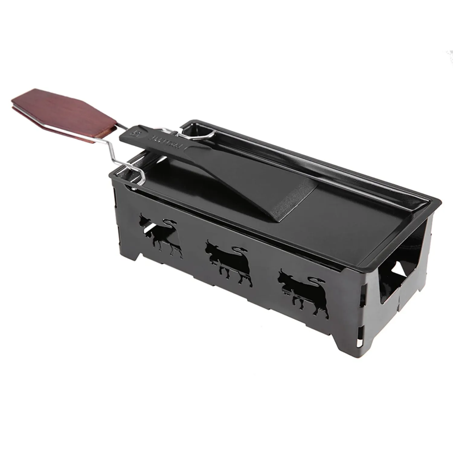 Uxsiya Mini-Raclette Backblech mit Kerze Antihaft Schwarzstahl