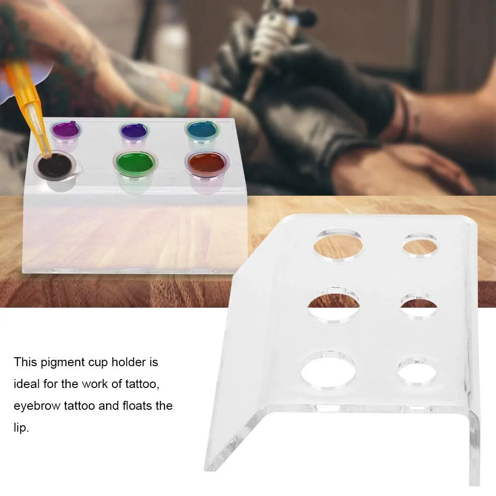 Uxsiya Tattoo Pigment Halter 6 Löcher Acryl transparent