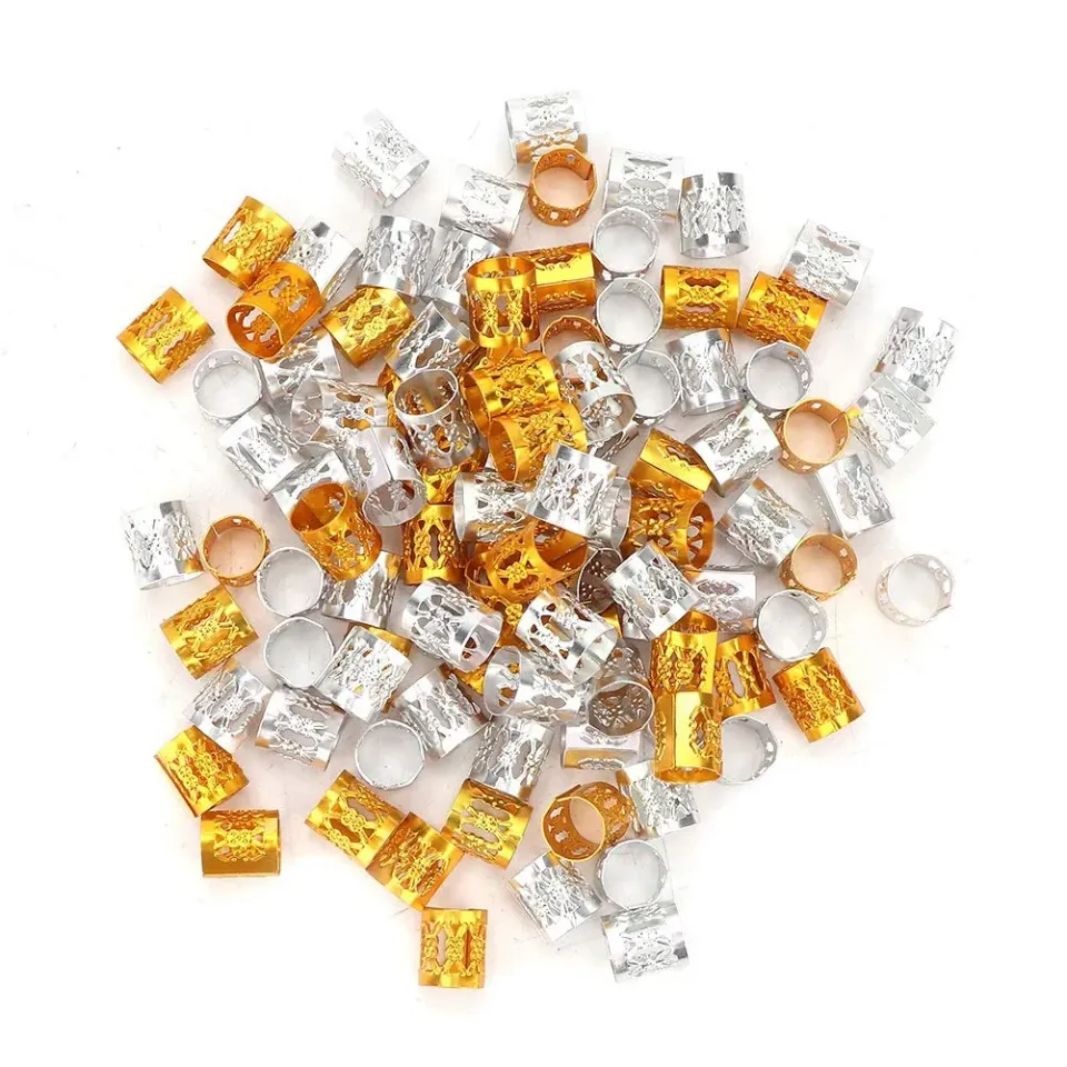 Uxsiya Dreadlock-Manschetten Ringe gold-silber 100 Stück