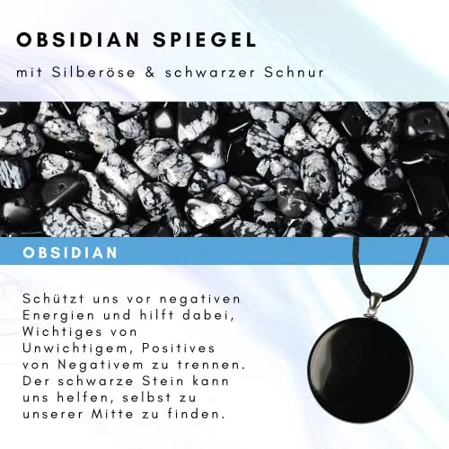 Lapis Vitalis Obsidian-Spiegel Anhänger 4 cm mit Schnur