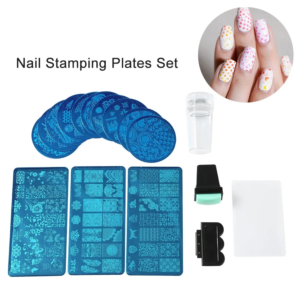 Uxsiya Nail-Art-Stempelplatten-Set Blumen Wald für DIY
