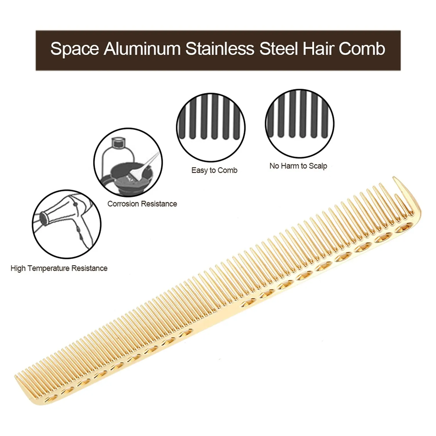 Uxsiya Space Aluminium Haarkamm antistatisch für Friseure