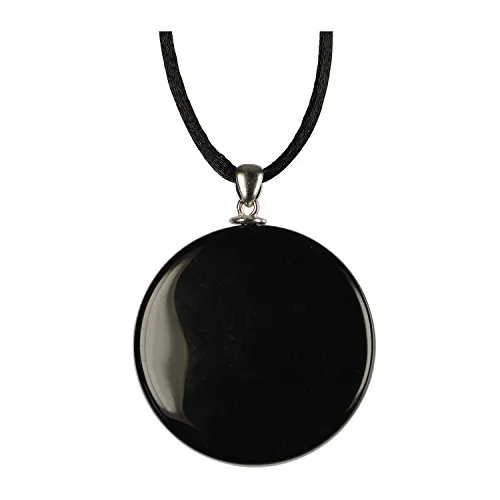 Lapis Vitalis Obsidian-Spiegel Anhänger 4 cm mit Schnur