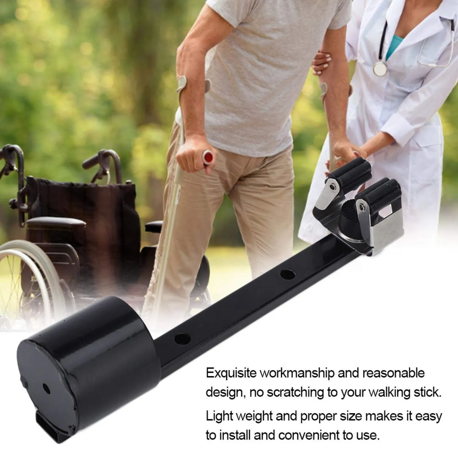 Uxsiya Gehstock-Halter Eisen schwarz für Rollstuhl