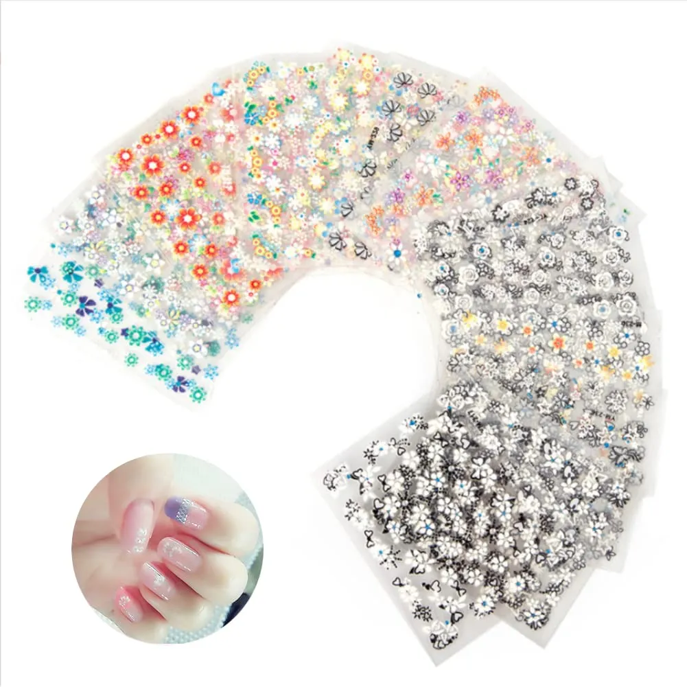 Uxsiya Nagelsticker 3D Blumen 50 Blatt mehrfarbig