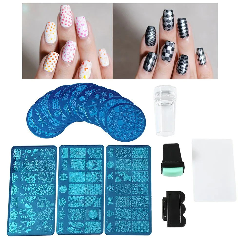 Uxsiya Nail-Art-Stempelplatten-Set Blumen Wald für DIY