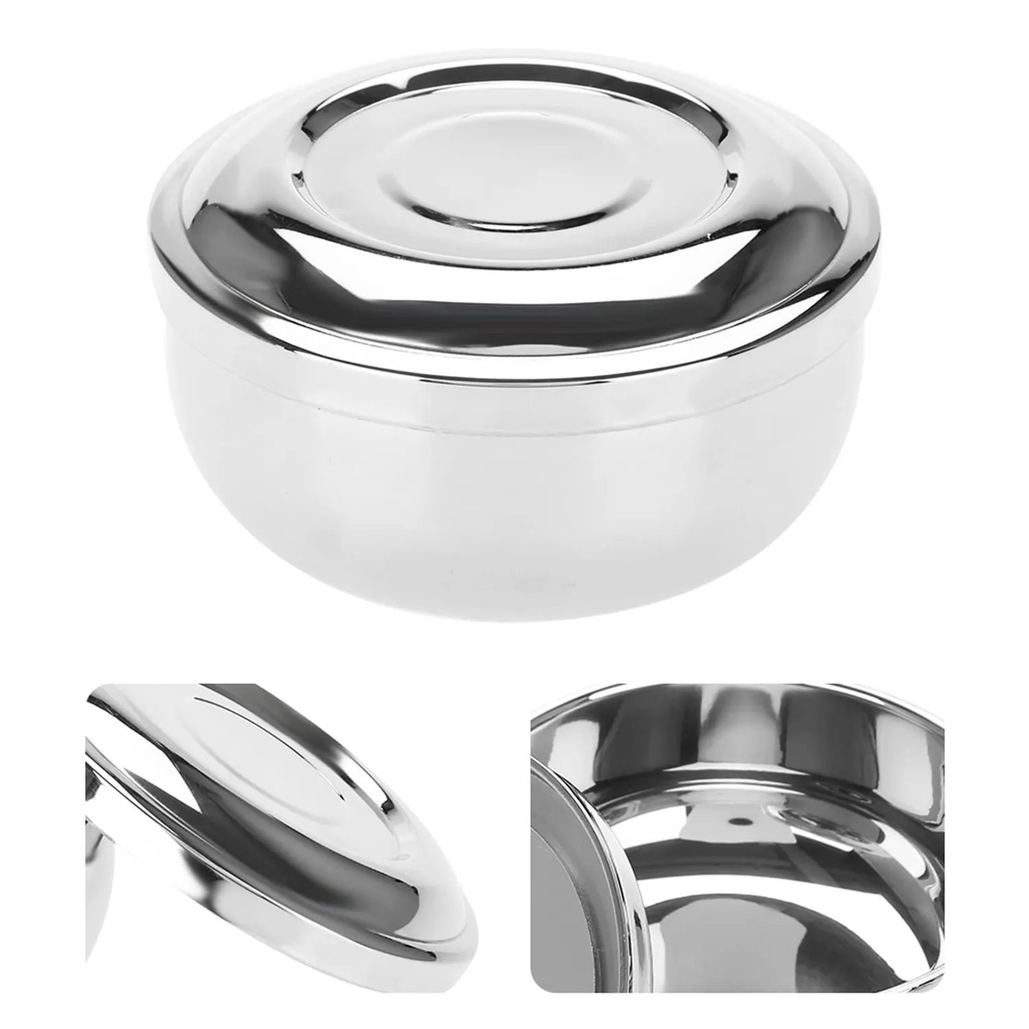 Uxsiya Rasierschale Edelstahl mit Spiegeldeckel