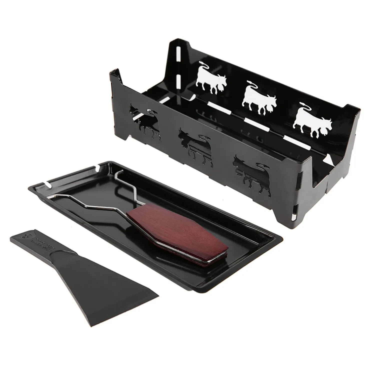 Uxsiya Mini-Raclette Backblech mit Kerze Antihaft Schwarzstahl